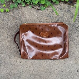 Brown Vegan Leather Playboy Bunny Print